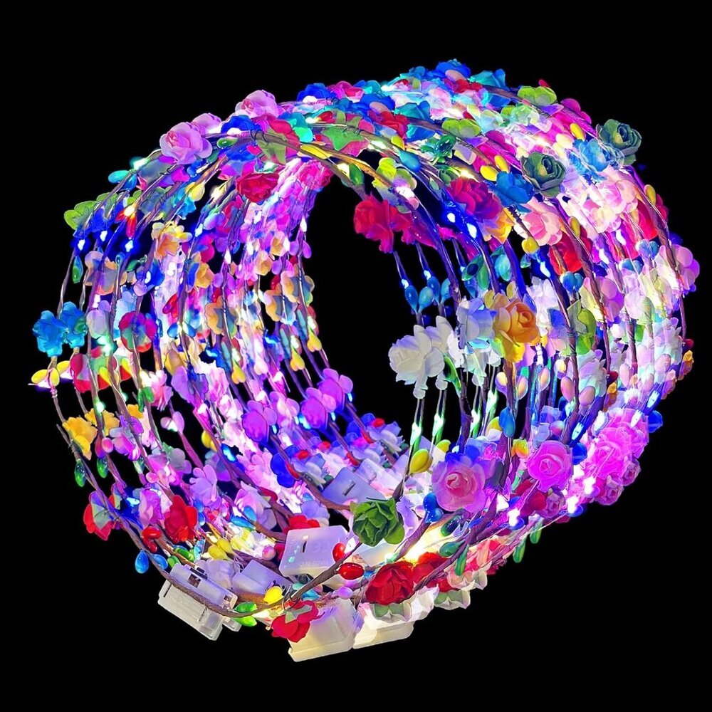 50 Pcs Led Flower Crowns Headbands For Women Kids Party Wedding Halloween